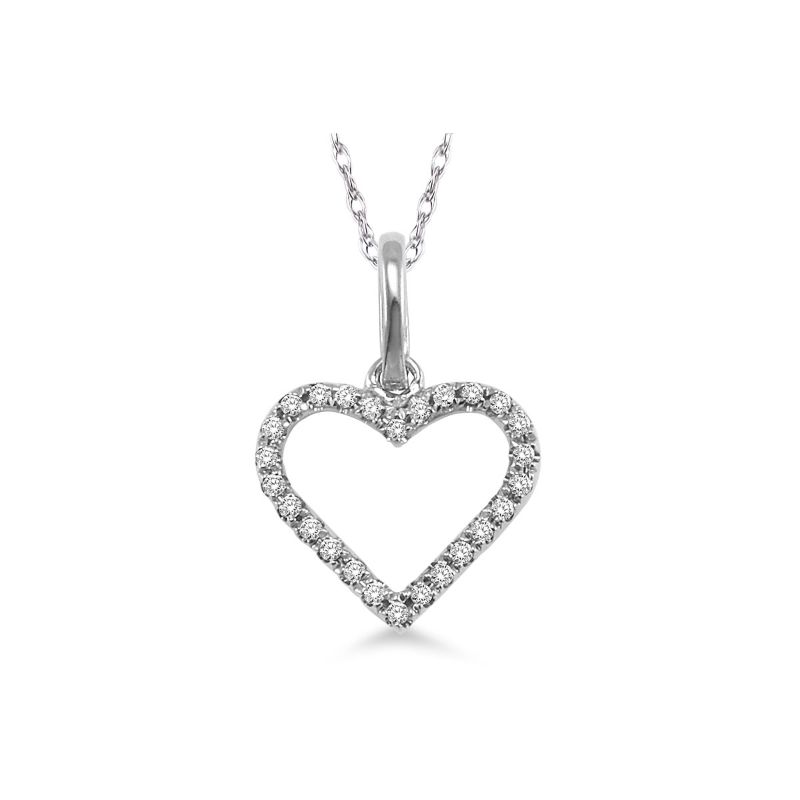 White Gold Diamond Heart Pendant 14KT, 0.10 Carats