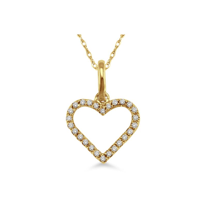 Yellow Gold Diamond Heart Pendant 14KT, 0.10 Carats
