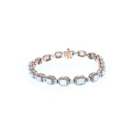 White and Rose Gold Diamond Bracelet 14KT