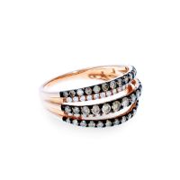 Stacked Brown and White Diamond Ring 14KT