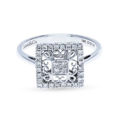 Square Diamond Ring Gabriel & Co. 14KT