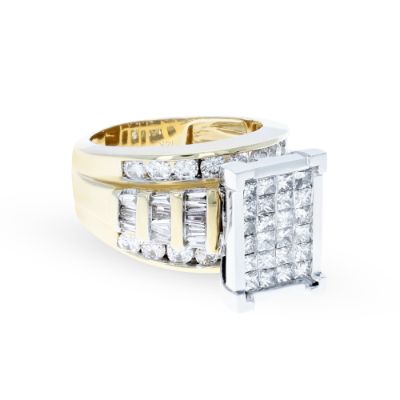 Yellow and White Gold Bold Diamond Ring 14KT