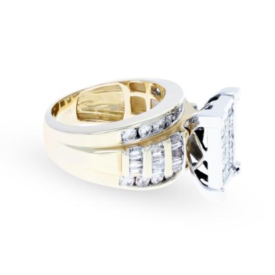 Yellow and White Gold Bold Diamond Ring 14KT