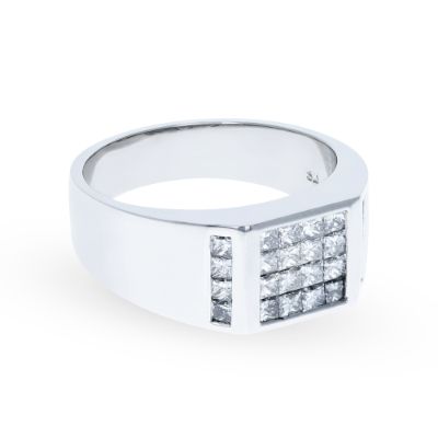 Platinum Mens Princess Cut Diamond Ring