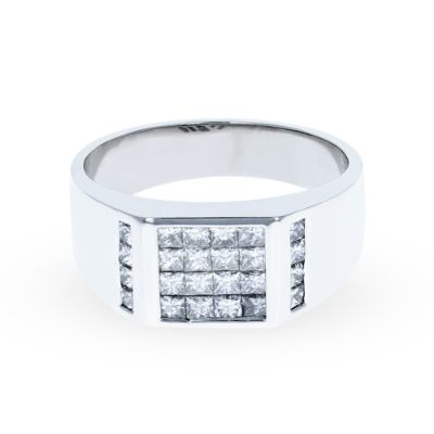 Platinum Mens Princess Cut Diamond Ring