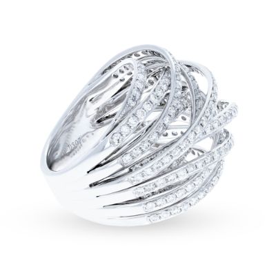 White Gold Intertwined Stacked Diamond Ring 18KT