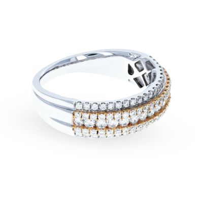 White and Rose Gold Stack Diamond Ring 18KT