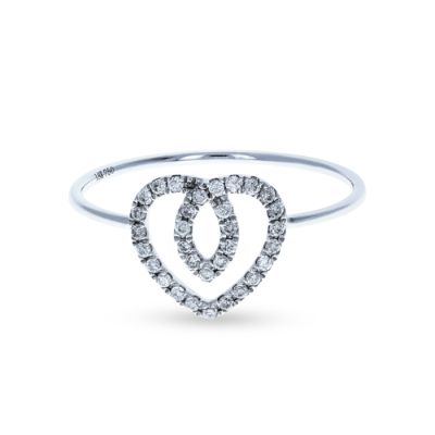 White Gold Diamond Heart Ring 18KT