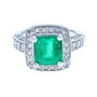 Estate-Look Emerald Diamond Ring 18KT