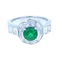 Unique Emerald Diamond Ring 18KT