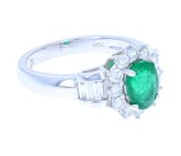 Oval Emerald & Diamond Ring 18KT