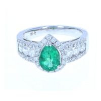 Pear-Shape Emerald & Diamond Ring 18KT