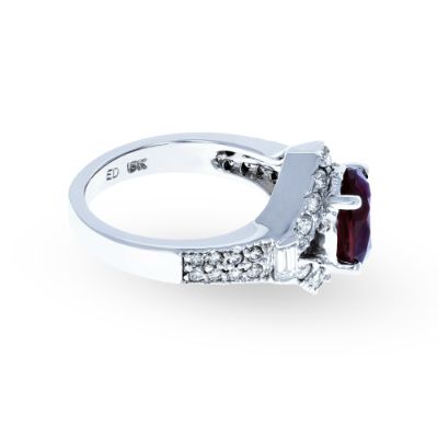 White Gold Ruby Diamond Ring 18KT