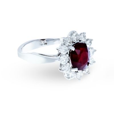 Flower Ruby Diamond Ring 18KT
