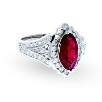 Marquise Ruby Diamond Ring 18KT