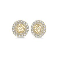 Yellow Gold Double Halo Diamond Earring Jackets 14KT, 1.75 Carats