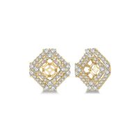 Yellow Gold Square Diamond Earring Jackets 14KT, 1.60 Carats