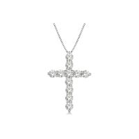 White Gold Diamond Cross Pendant 14KT, 0.95 Carats