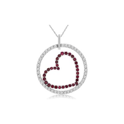 Ruby & Diamond Heart Pendant, Royal WC2963R