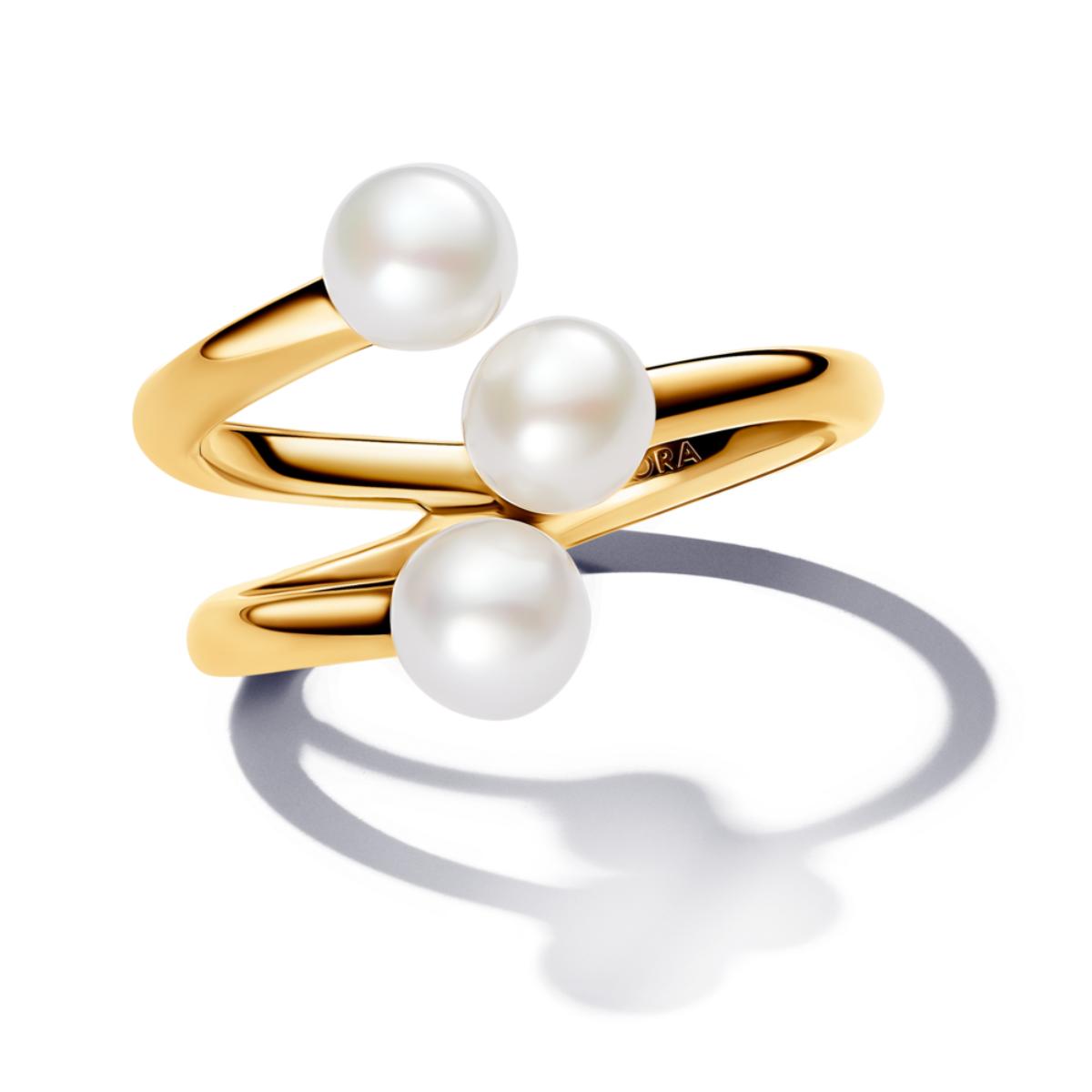 Treated Freshwater Cultured Pearl Open Ring