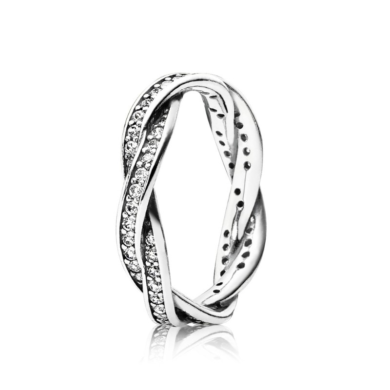 Twist Of Fate Stackable Ring, Clear CZ