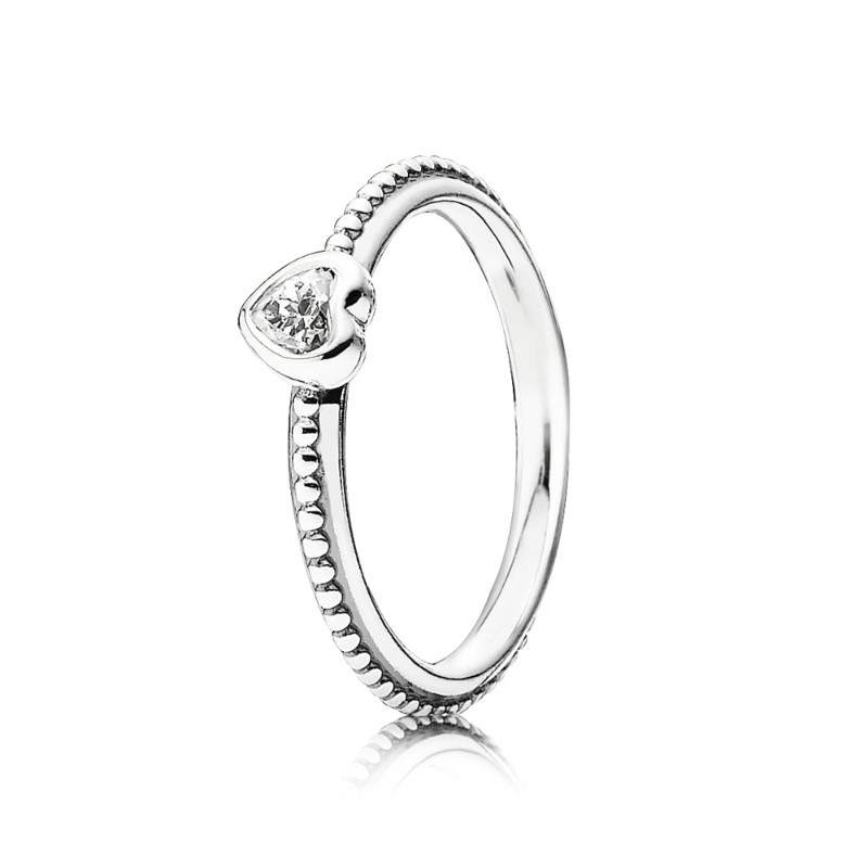 One Love Stackable Ring, Clear CZ