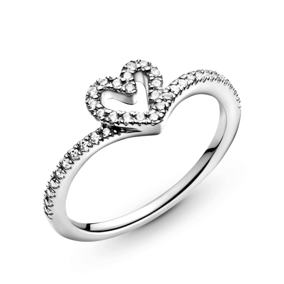 Sparkling Wishbone Heart Ring
