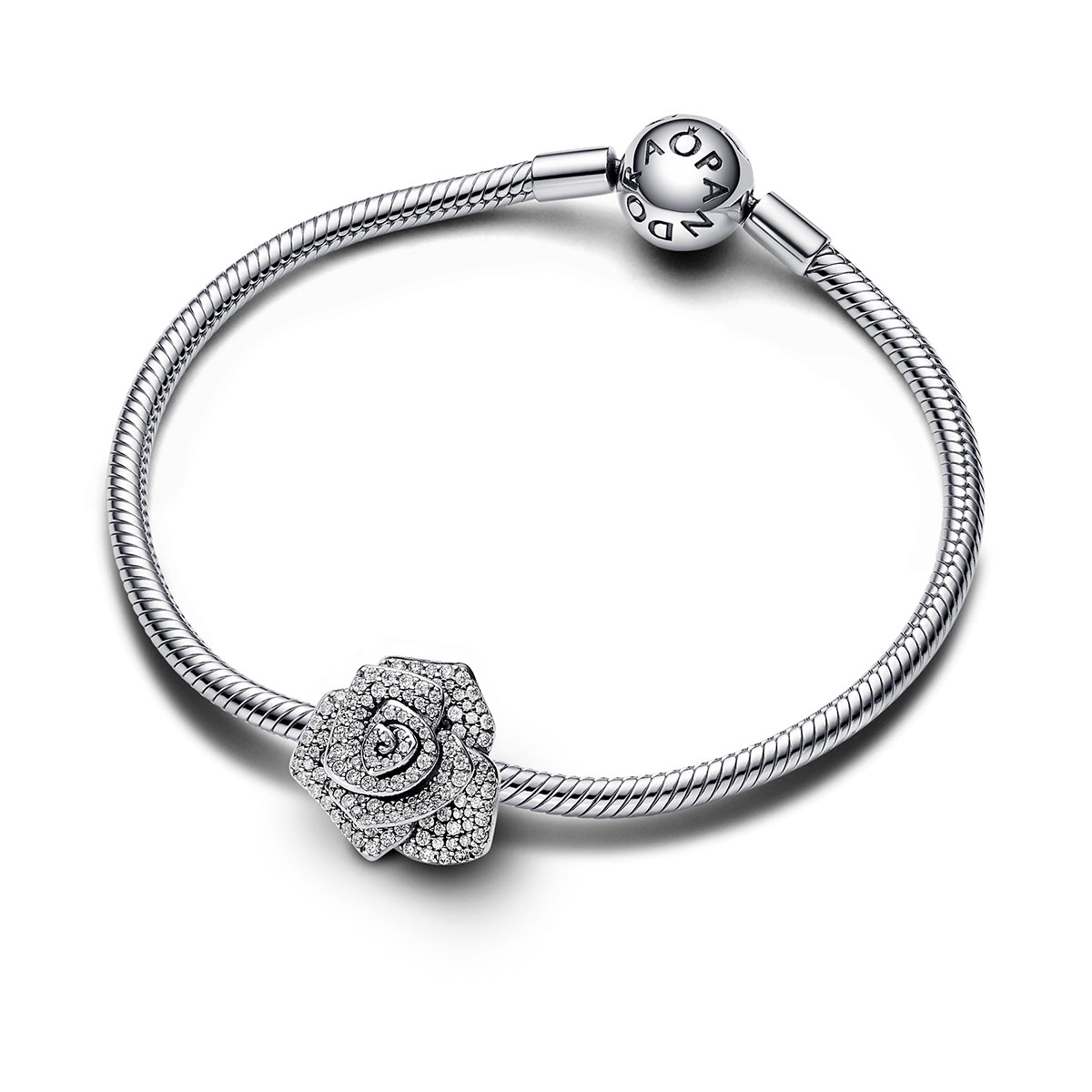 Sparkling Rose in Bloom Oversized Charm
