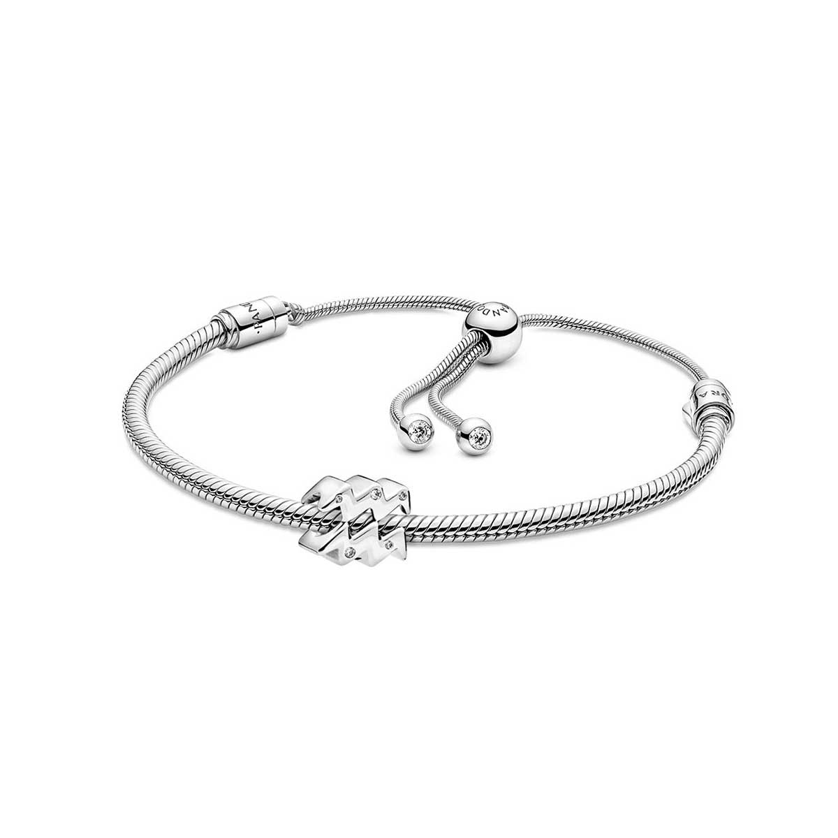 Aquarius Zodiac Snake Chain Slider Bracelet Set