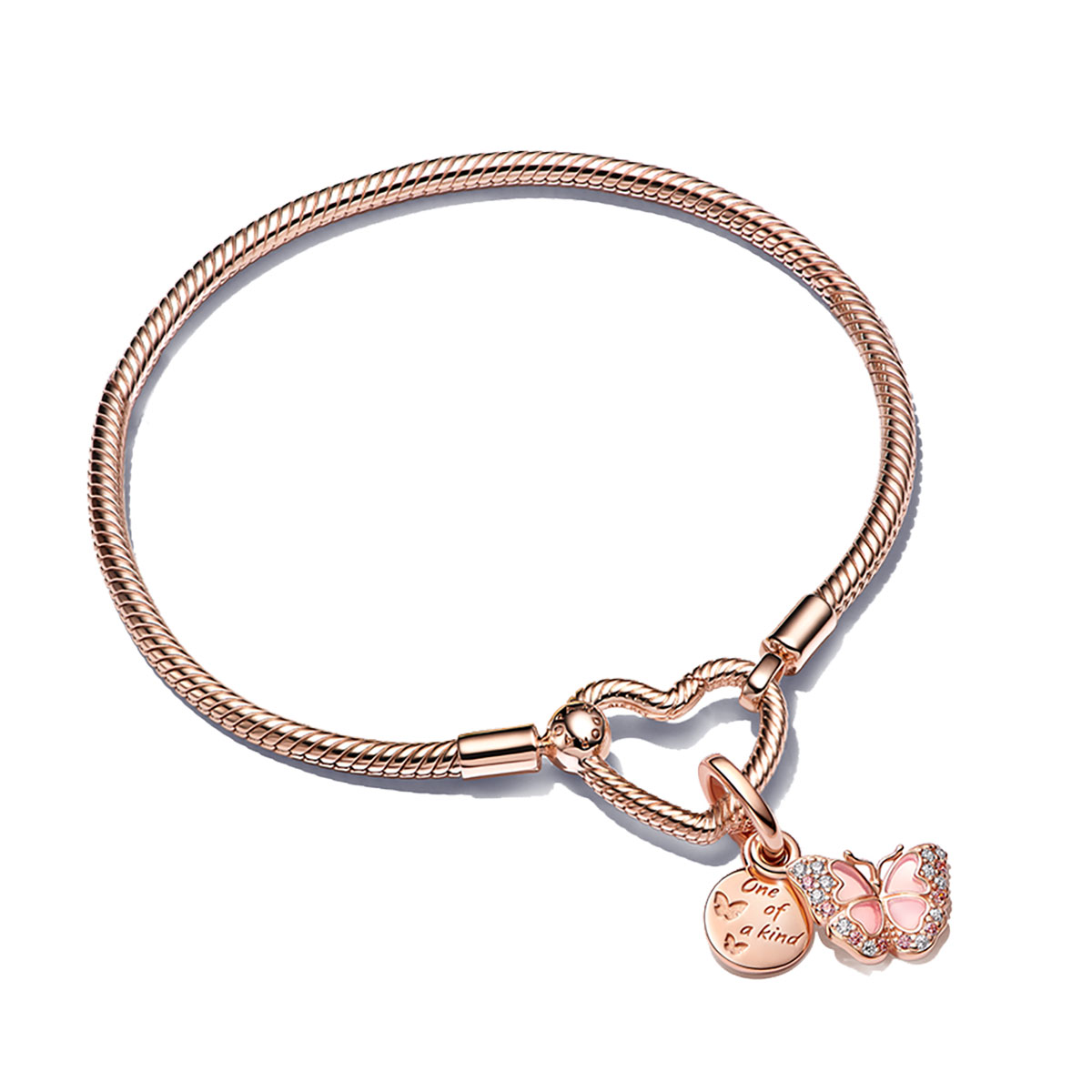 One of a Kind Rose Heart Charm Bracelet Set