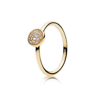 Dazzling Droplet Ring 14K Gold, Clear CZ