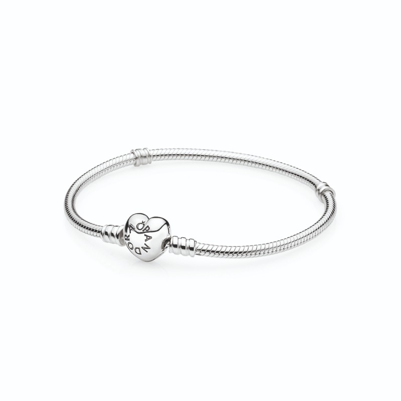 Silver Charm Bracelet with Heart Clasp