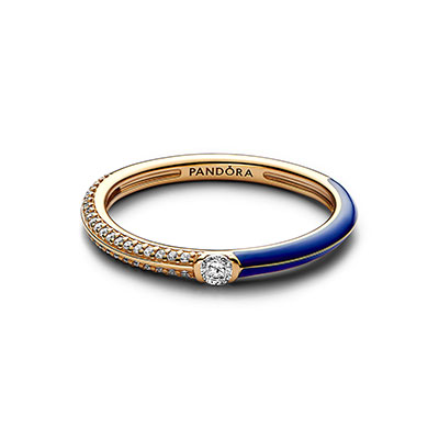 Pandora ME Pavé & Blue Dual Ring