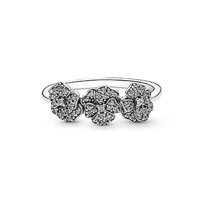 Triple Pansy Flower Ring
