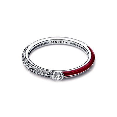 Pandora ME Pav? & Red Dual Ring