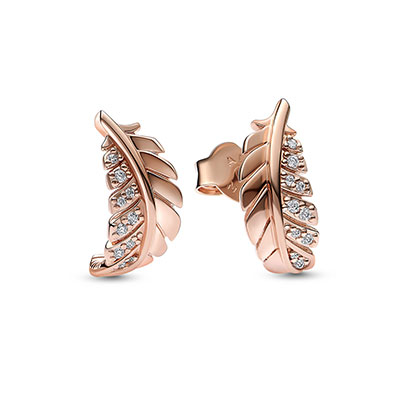 Floating Curved Feather Stud Earrings