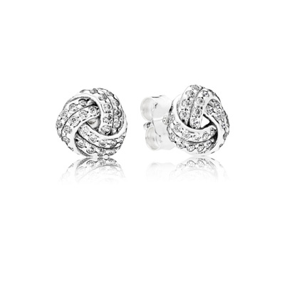 Sparkling Love Knot Stud Earrings, Clear CZ
