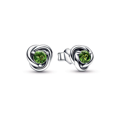 August Spring Green Eternity Circle Stud Earrings