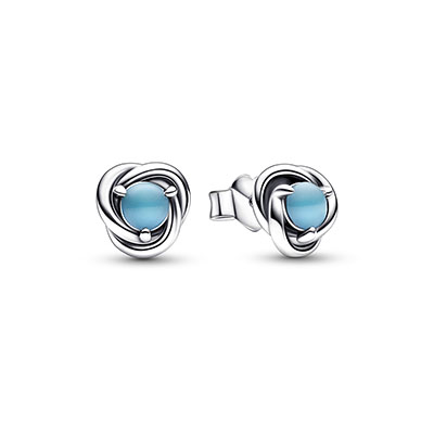 Turquoise Blue Eternity Circle Stud Earrings