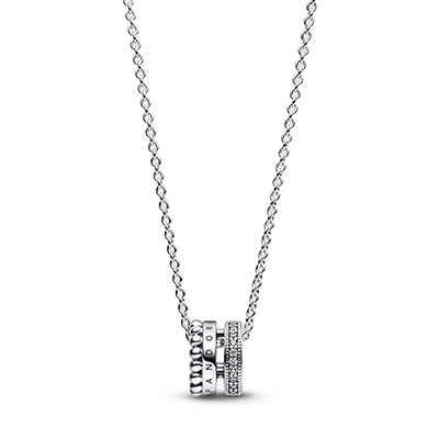 Pandora Signature Logo Pavé & Beads Pendant & Necklace