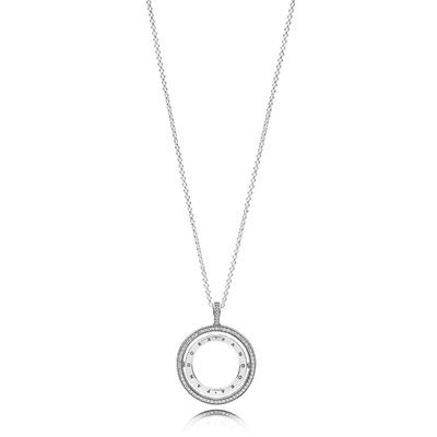 Spinning Hearts of PANDORA Necklace, Clear CZ