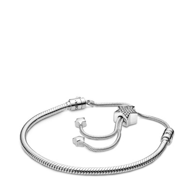 Pandora Moments Pavé Star & Snake Chain Sliding Bracelet