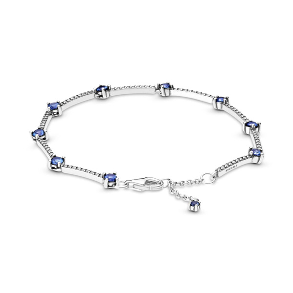 Sparkling Pavé Bars Bracelet, Blue Crystal & Clear CZ