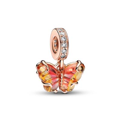 Pink & Yellow Murano Glass Butterfly ZC03 Charm