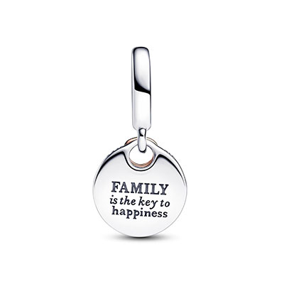 Two-tone Key to Happiness Double Dangle Charm