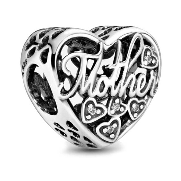 Mother and Son Script Openwork Charm