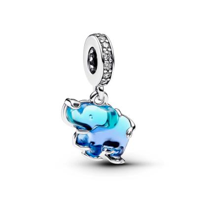 Blue Murano Glass Elephant ZC03 Charm