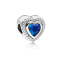 Sparkling Love Charm, Clear CZ & Blue Crystal