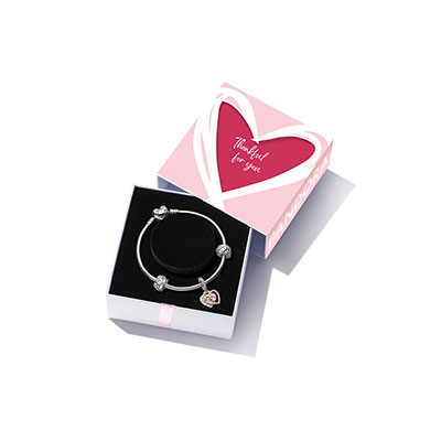 Two-tone Infinity Heart Bracelet Gift Set
