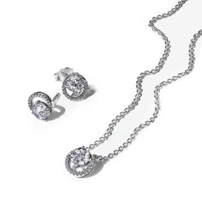 Sparkling Round Halo Jewelry Gift Set